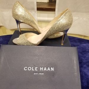 Cole Hahn, Gold & Silver Glitter High Heels, Sz 10B